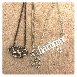 Brass knuckle 3 necklaces